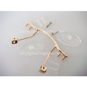 gold clip on bridges for rimless eyewear with nose pads