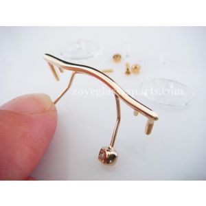 rimless eyeglass nose bridges stainless steel gold color with silicone nose pads