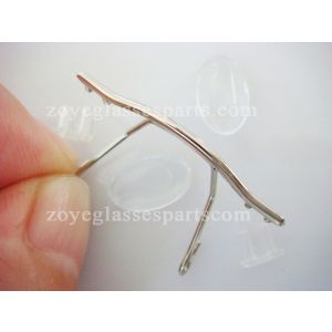 silver eyeglass bridge for rimless eyewear  frame with nose pads