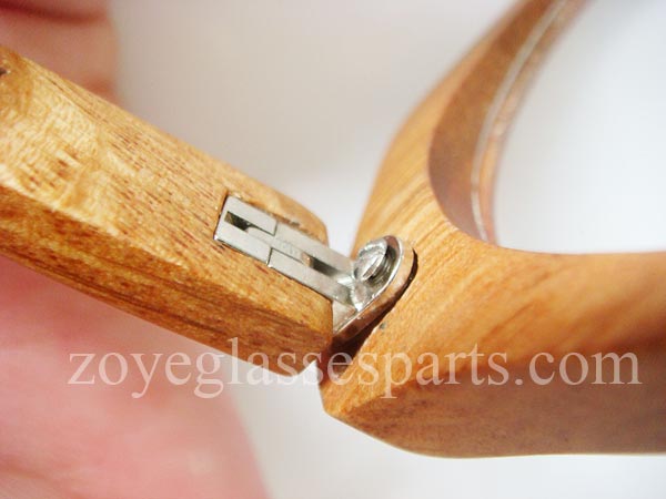 how to install hinge onto wood bamboo horn eyeglass frame step 4