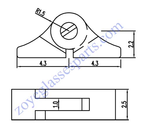 drawing of eyeglass hinge for metal frame solder on