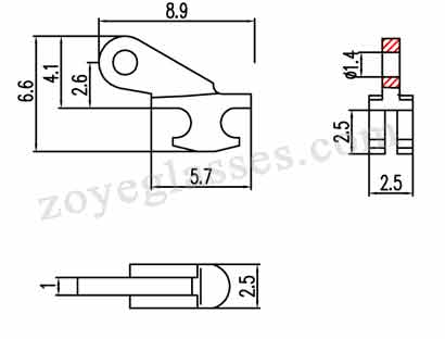 drawing of 1.0mm single barreled hinge