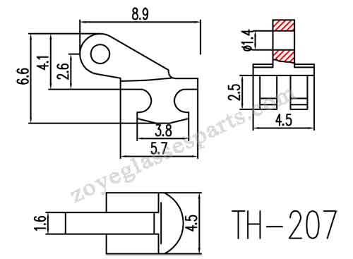 1.6mm barrelled hidden hinge for plastic eyeglass frame repairing.