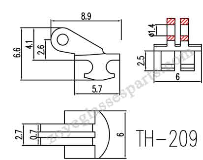 two teeth hidden hinge for plastic eyeglass frame repairing.