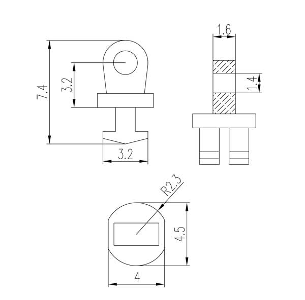 single barrel hinge for plastic eyewear frame 1.6mm loop