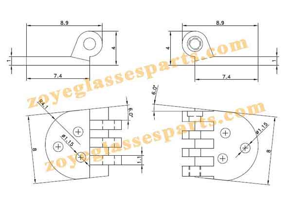 hinge for wayfarer sunglasses 6.0mm round