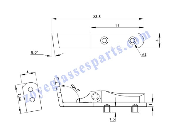 eyeglass spring hinge TSH-75 screw on for wood plastic horn eyewear