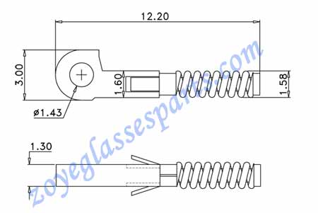 single spring insert for eyewear spring hinge repairing or replacement