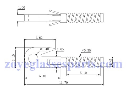 single spring insert for eyewear spring hinge repairing