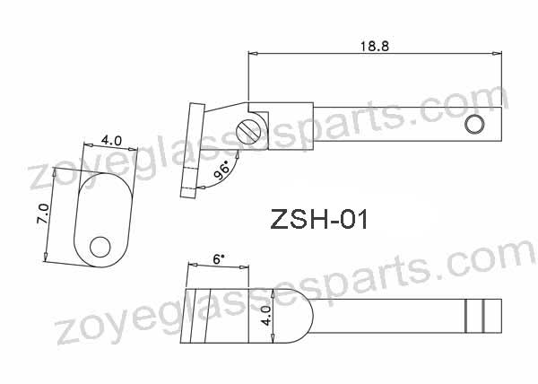 drawing of spring hinge for wooden sunglasses