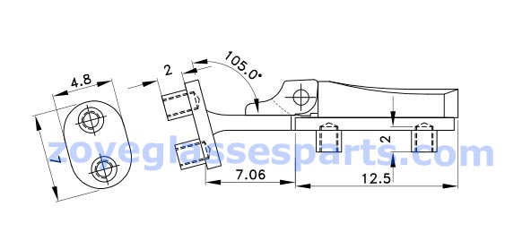 double spring hinges TSH-52-A drawing for wood plastic frames