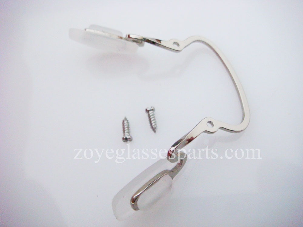stainless steel bridge with nose pads for plastic frames