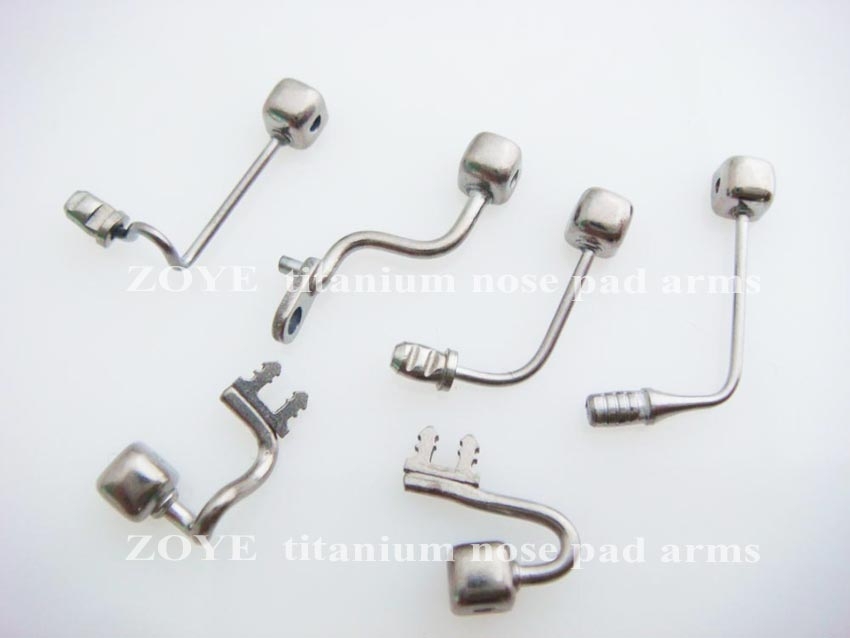 titanium nose pad arms for plastic eyeglass frame