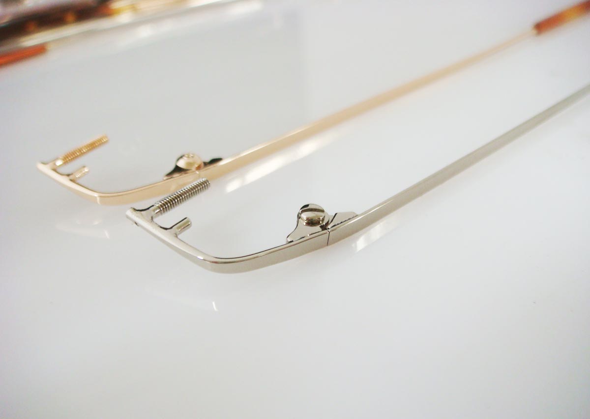 stainless steel eyeglass arms for rimless frame 160mm with acetate temple covers