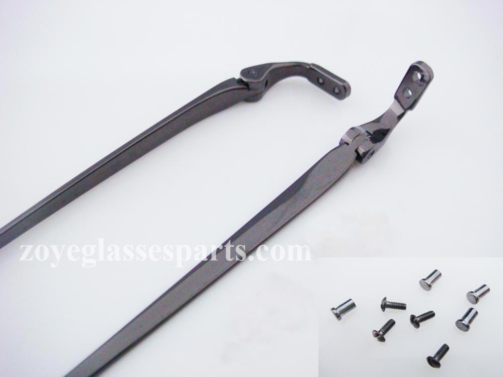 eyeglass arms 145mm gun color stainless steel with acetate temple cover for DIY your own eyewear frame